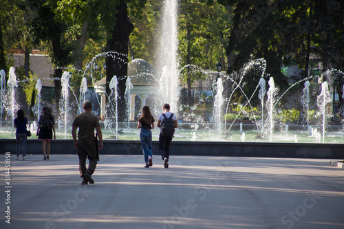 Fountain in the park in the city