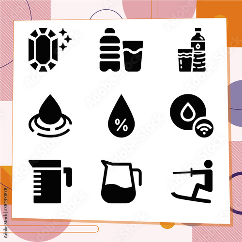 Simple set of 9 icons related to irrigation