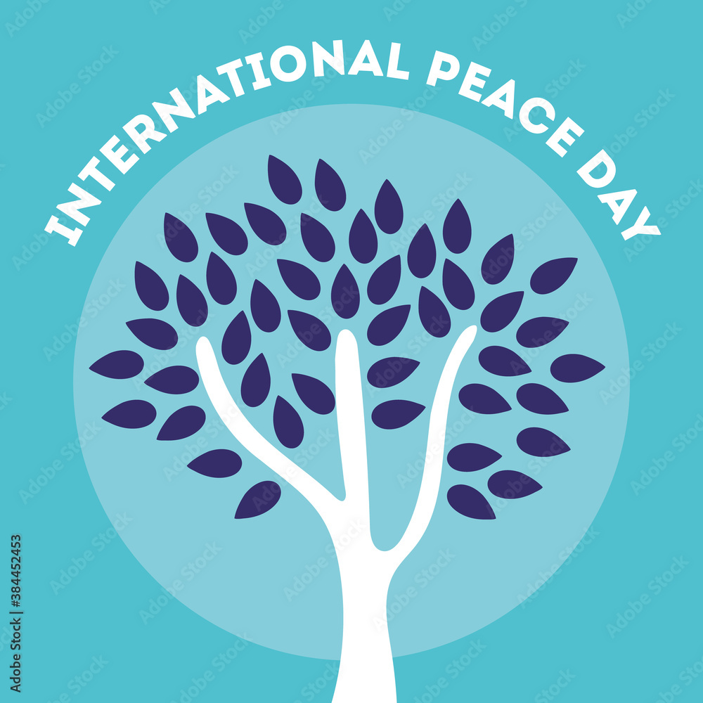 International Day of Peace lettering with tree plant International Day of Peace lettering with tree plant