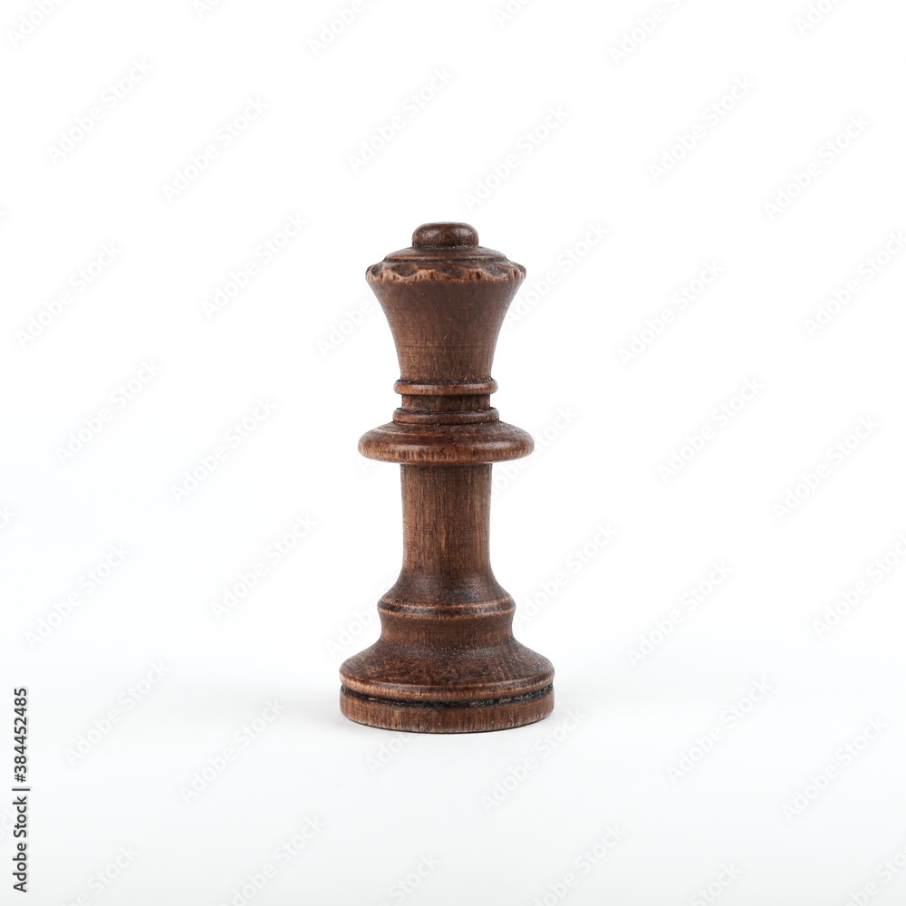 single black chess piece queen on white background