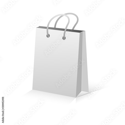 Paper package and price tags template isolatedю Realistic Shopping Bag Mockup for branding and corporate identity design.