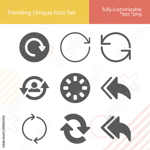Simple set of reload related filled icons.