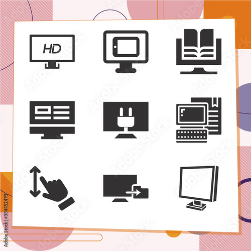 Simple set of 9 icons related to displays