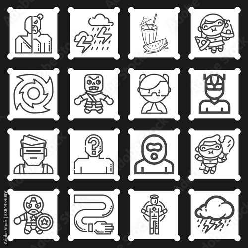 16 pack of violent  lineal web icons set