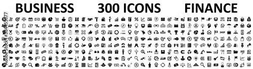 Set of 300 Business icons. Business and Finance web icons isolated. Money, contact, bank, check, law, auction, exchange, payment, wallet, deposit, piggy, calculator, coin and many more - stock vector