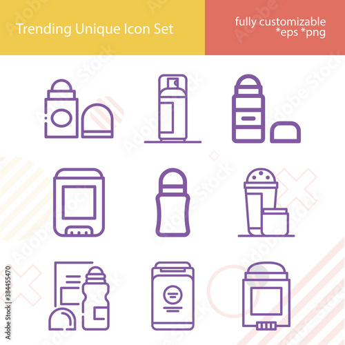 Simple set of deodorant related lineal icons.