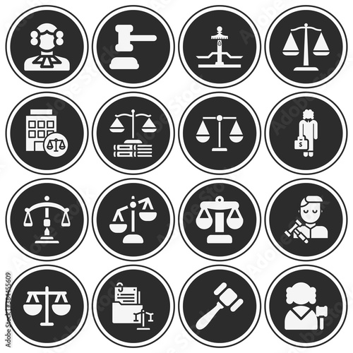 16 pack of legal philosophy filled web icons set