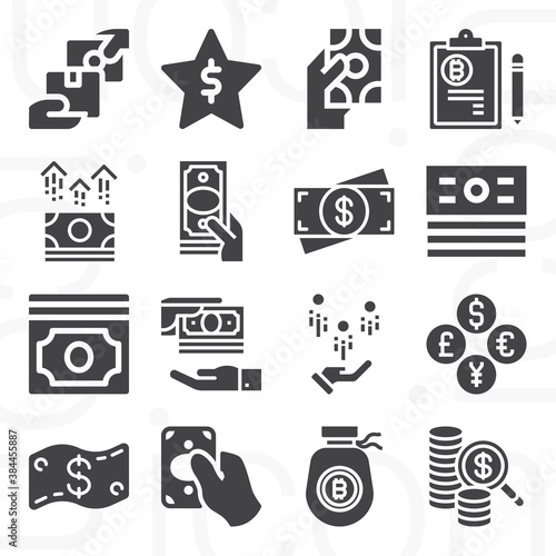 16 pack of small change  filled web icons set