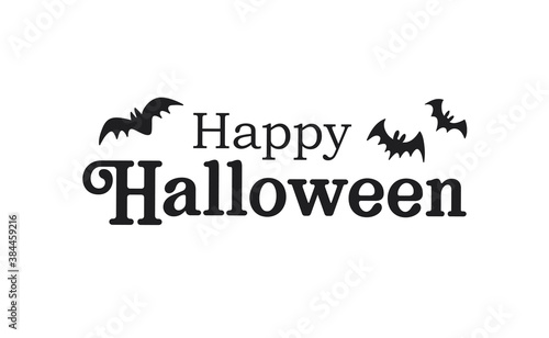 Happy Halloween text banner  vector illustration.