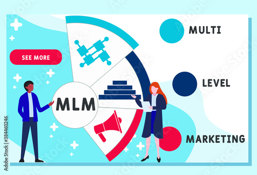Vector website design template . MLM - Multi Level Marketing  acronym, business concept. illustration for website banner, marketing materials, business presentation, online advertising.