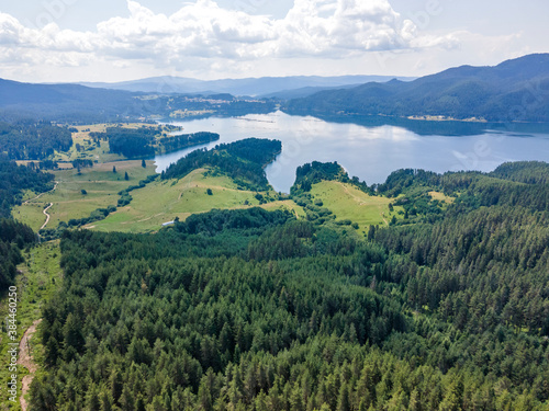 Aerial view of Dospat Reservoir, Bulgaria