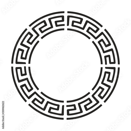 Vintage frames. Vector illustration. Decorative round frame in Greek style for photo or text. Abstract geometric ornament in the form of a circle isolated on white background.