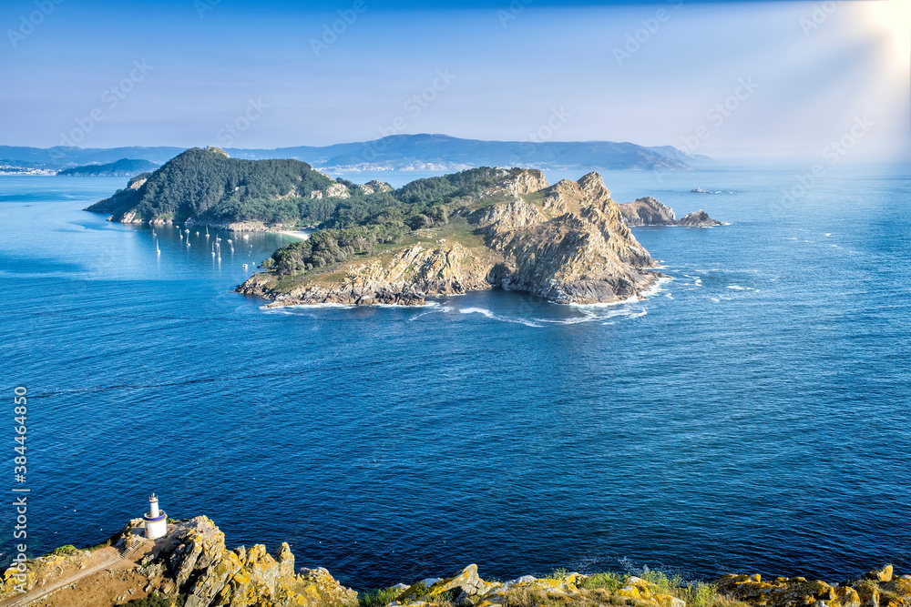San Martiño Island seen from the top of Montefaro in the Cies Islands