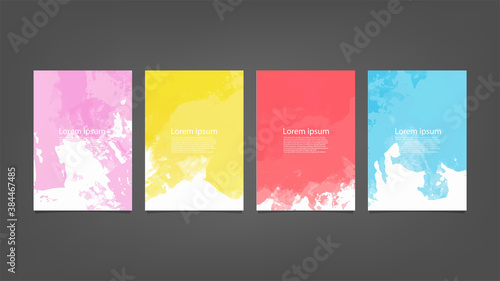 Set of colorful vector watercolor backgrounds for poster  brochure or flyer  Bundle of watercolor posters  flyers or cards. Banner template.
