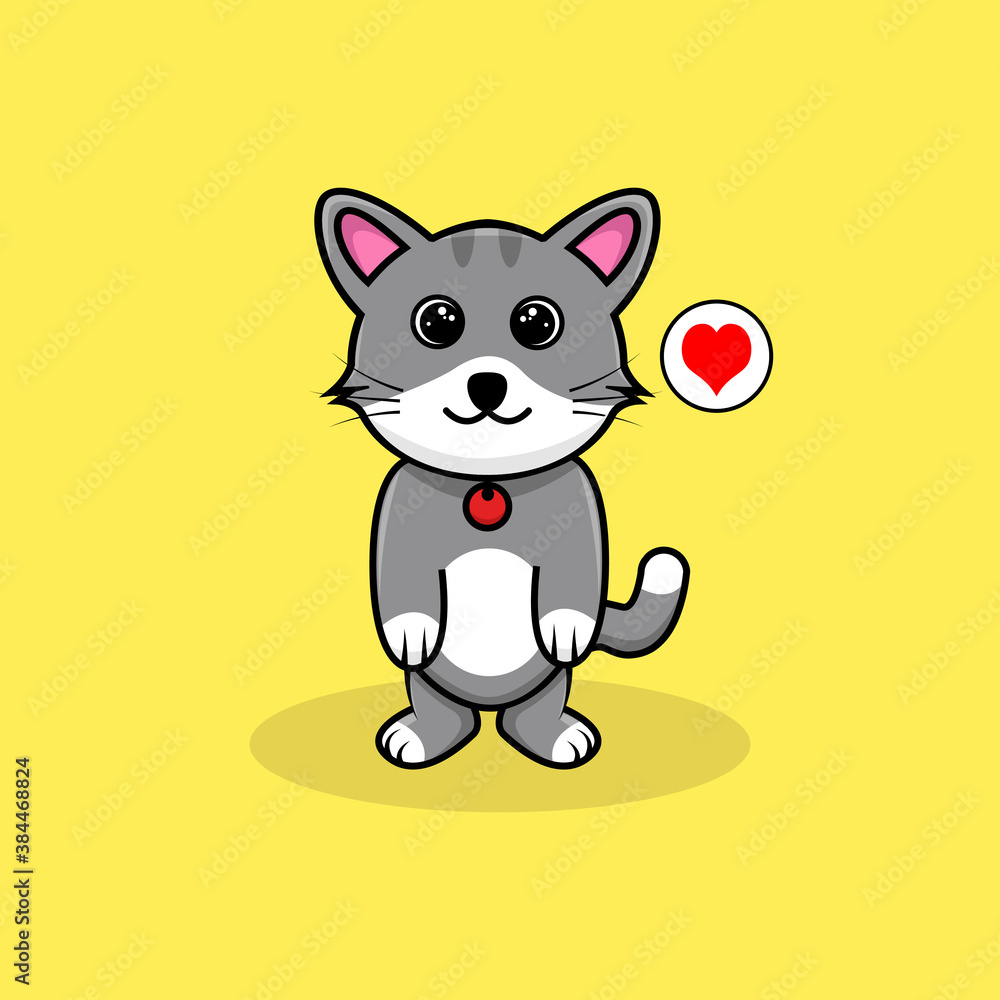 Cute Cat Stand Mascot Character Vector Illustration