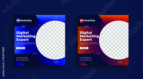 marketing agency social media template, digital Post Template for Digital Marketing. Digital Marketing Square Flyer Template with Editable web Banner,