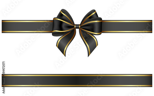 black ribbon and bow with gold edging
