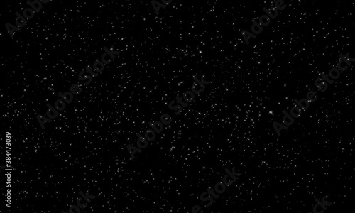 black abstract space background with many white small stars. The simple background is primitive, dark, with a shine.