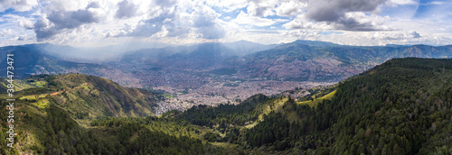View of the City Surrounded of th Mountains in a Cloudy Day in Medellin, Antioquia / Colombia