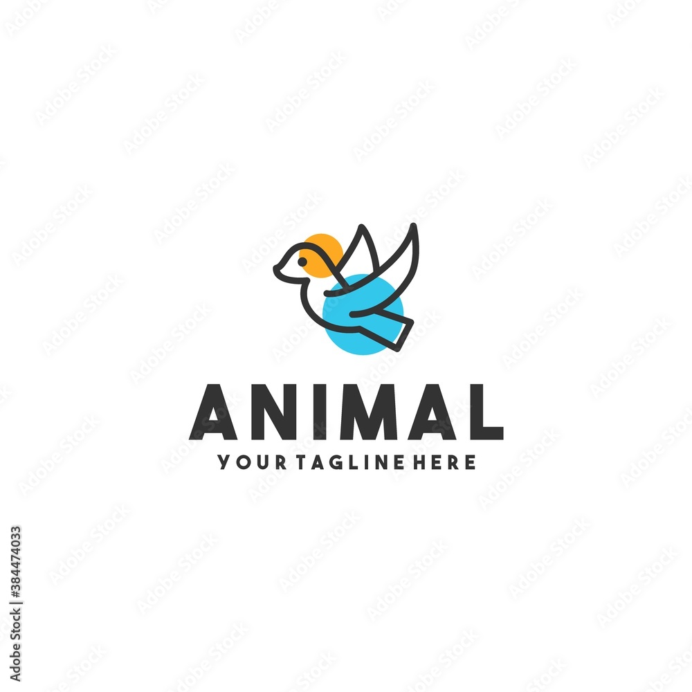 Obraz premium Creative line art fly bird logo illustration