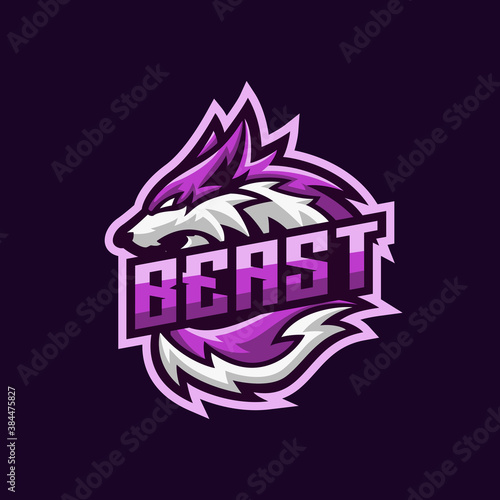 Purple Wild Wolf Gaming Esport Mascot Logo