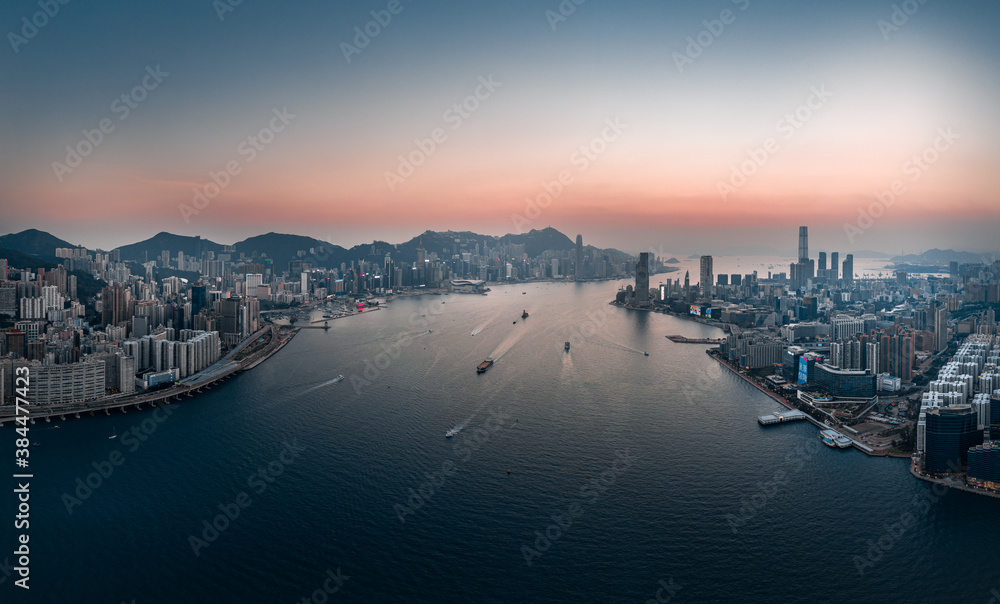 Hong Kong Cityscapes panorama view from sky