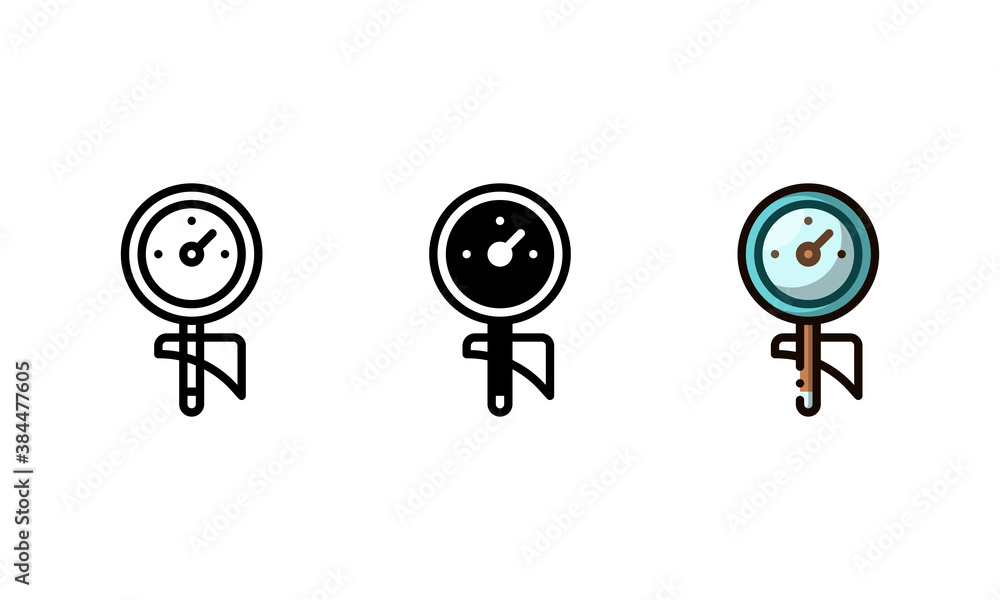Frothing thermometer icon. With outline, glyph, and filled outline styles Frothing thermometer icon. With outline, glyph, and filled outline styles