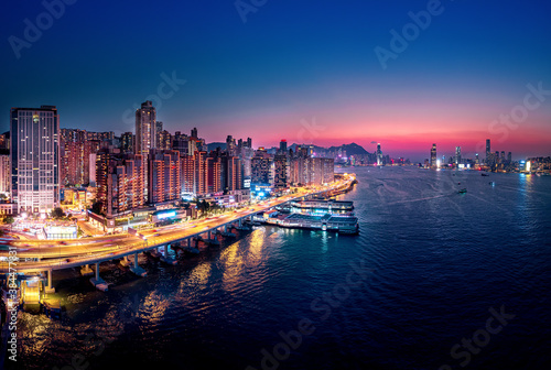 Hong Kong Cityscapes in magic hour
