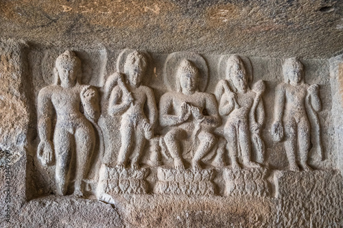 Nasik or Pandavleni Caves, a group of 24 caves carved between the 1st century BC and the 3rd century CE, additional sculptures were added up to about the 6th century photo