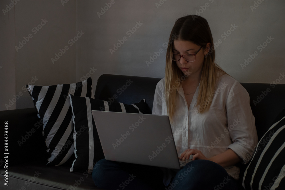young girl home office young girl home office