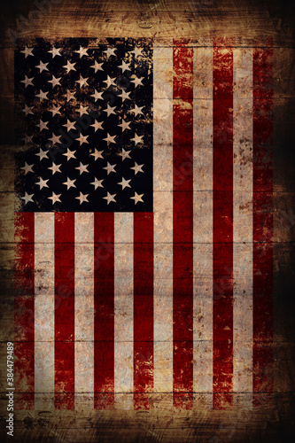 america flag grunge wood on top