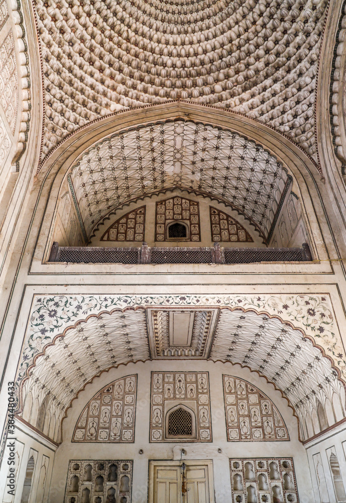 structure of Bibi Ka Maqbara, or Tomb of the Lady, a tomb located in Aurangabad, Maharashtra, built by Mughal emperor Aurangzeb's son Azam Shah in the memory of his mother.