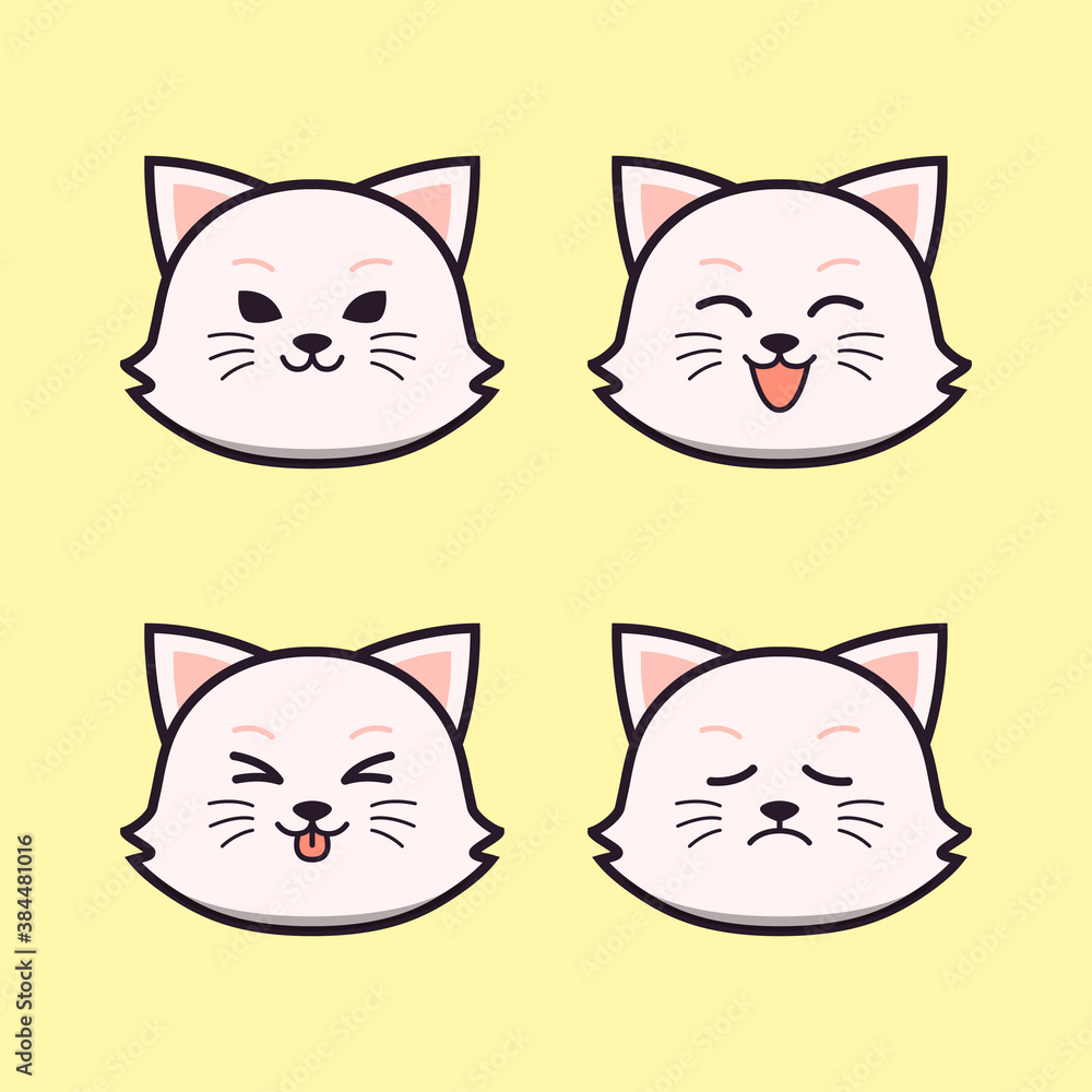 Cute Cat with Alternate Emoji or Face Emotion