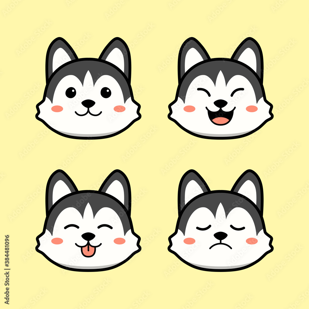 Cute Siberian Husky Dog with Alternate Emoji or Face Emotion Cute Siberian Husky Dog with Alternate Emoji or Face Emotion