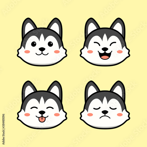 Cute Siberian Husky Dog with Alternate Emoji or Face Emotion