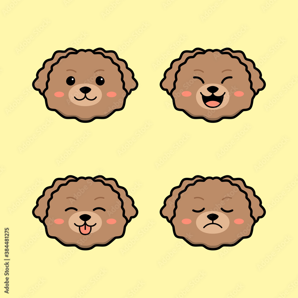 Cute Brown Toy Puddle Dog with Alternate Emoji or Face Emotion