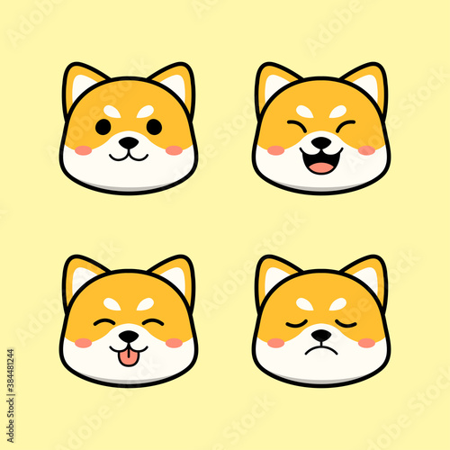 Cute Shiba Inu Dog with Alternate Emoji or Face Emotion