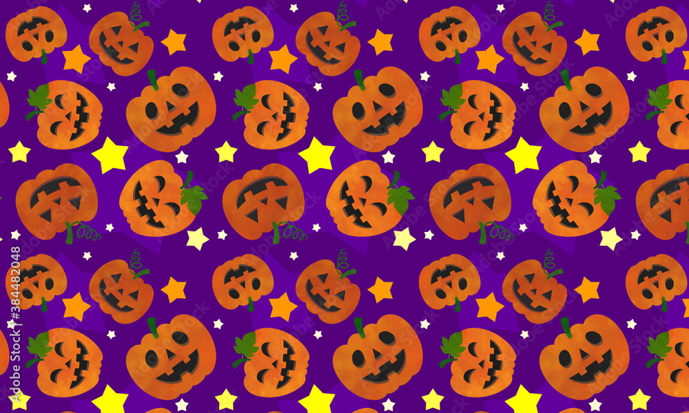 ハロウィンかぼちゃのシームレス壁紙(紫) ハロウィンかぼちゃのシームレス壁紙(紫)