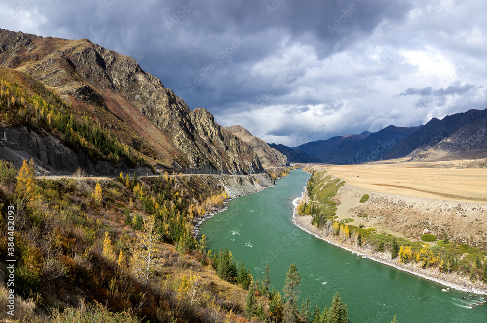 Altai river Katun in autumn, Russia, Altai