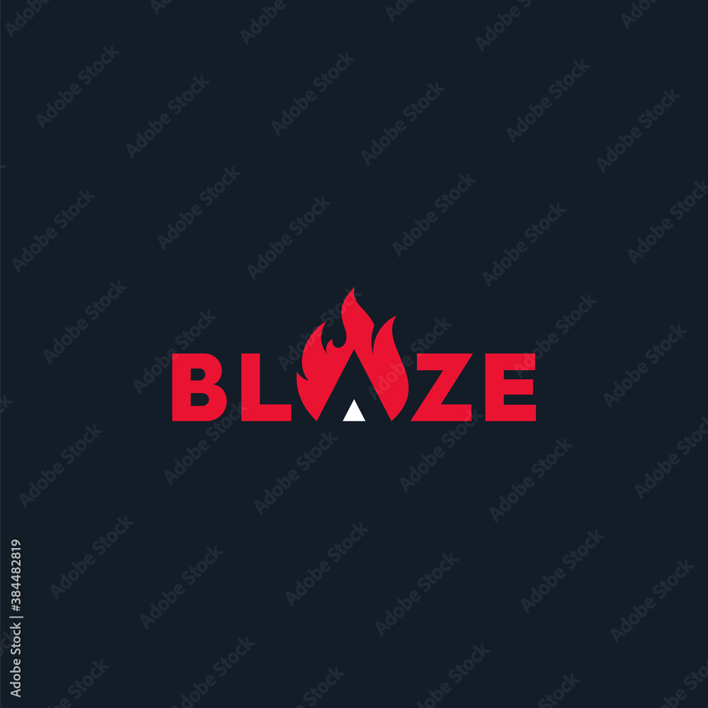 blaze typography logo flame red