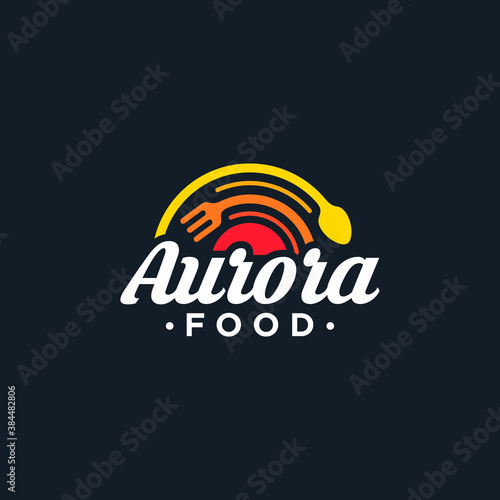 aurora food typography emblem logo