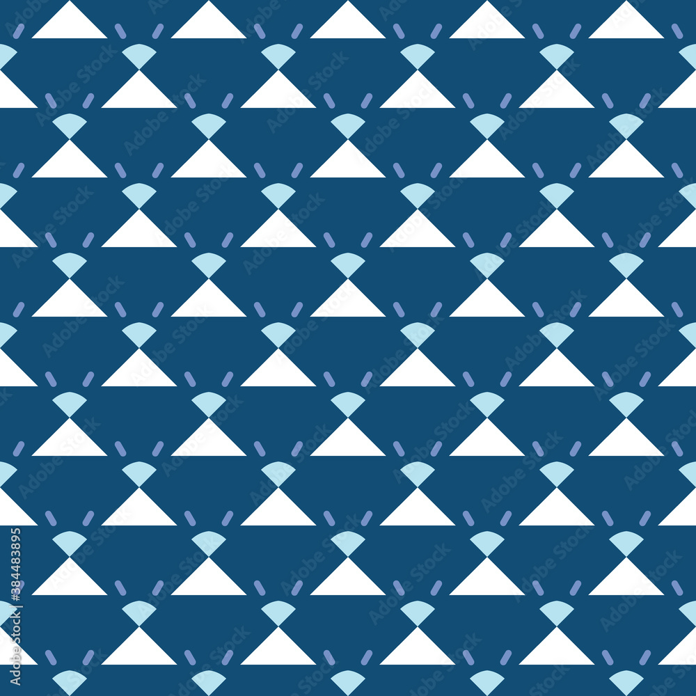 Fototapeta premium Vector seamless pattern texture background with geometric shapes, colored in blue, white colors.