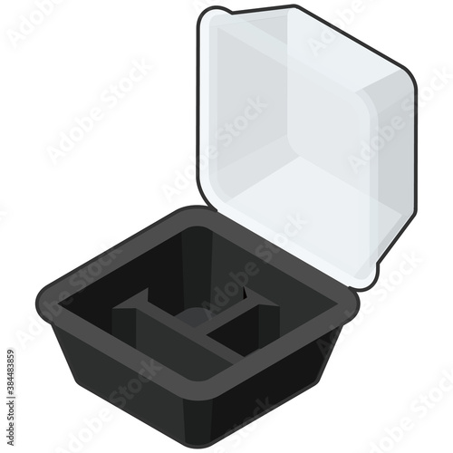 

Empty take-out containers. Isometric colorful illustration.
