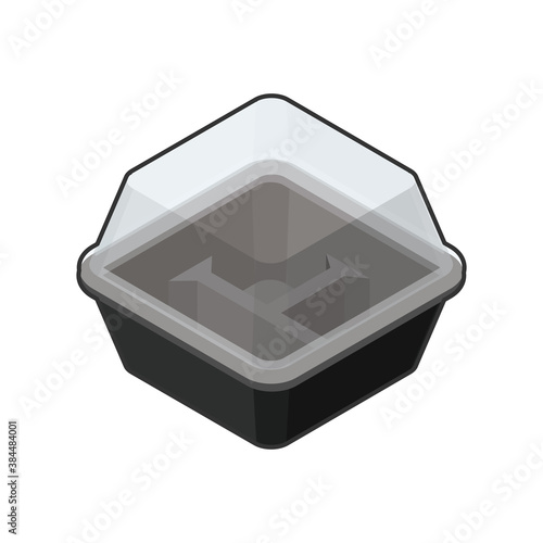 

Empty take-out containers. Isometric colorful illustration.