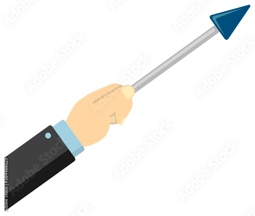Hand holding pointing stick vector illustration / business person