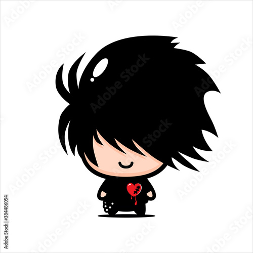 cute boy emo character vector design