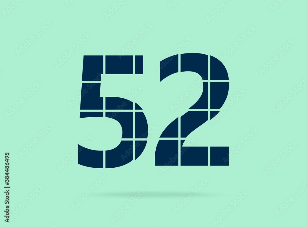 52 number, vector desing font. Made of knife cut. For logo, brand label, design elements, corporate identity, application & more. IsolatedEps10 illustration 52 number, vector desing font. Made of knife cut. For logo, brand label, design elements, corporate identity, application & more. IsolatedEps10 illustration
