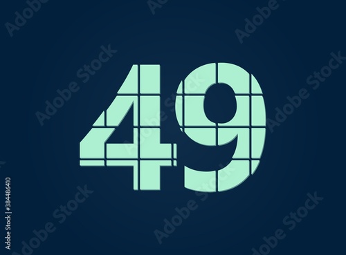 49 number, vector desing font.  Made of knife cut. For logo, brand label, design elements, corporate identity, application & more. IsolatedEps10 illustration photo