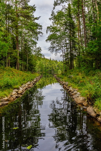 Canal boat Bolshoe Karzino lake- Plotichie lake.