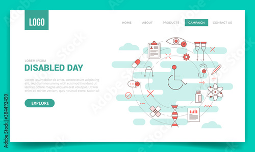 disabled day concept with circle icon for website template or landing page banner homepage